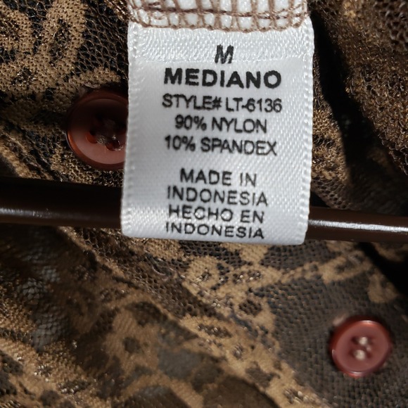 Vintage Sheer Lace Blouse Brown Beige Floral Button-Up M Romantic Soft Academia - Picture 4 of 8